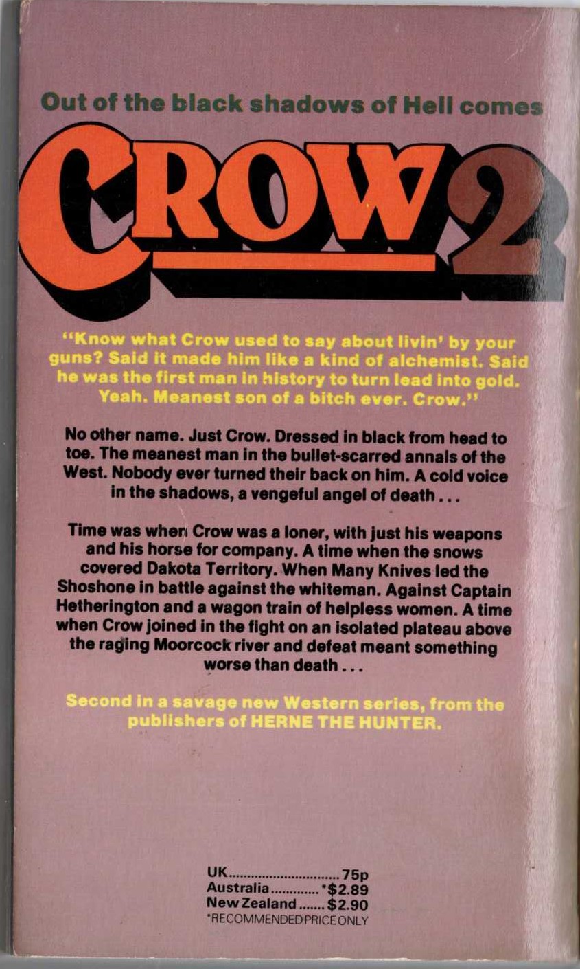 James W. Marvin  CROW 2: WORSE THAN DEATH magnified rear book cover image