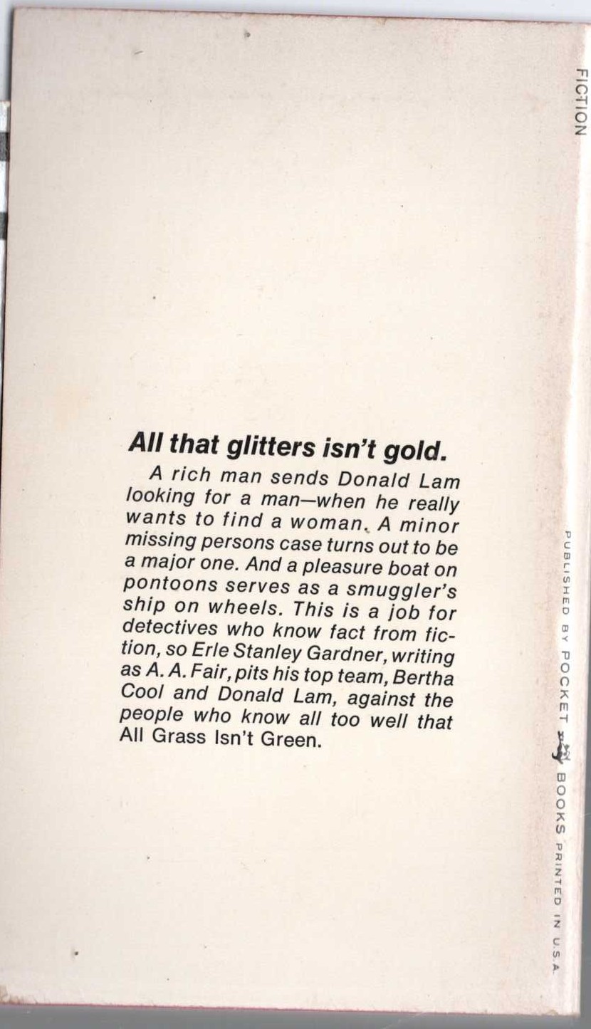 A.A. Fair  ALL GRASS ISN'T GREEN magnified rear book cover image