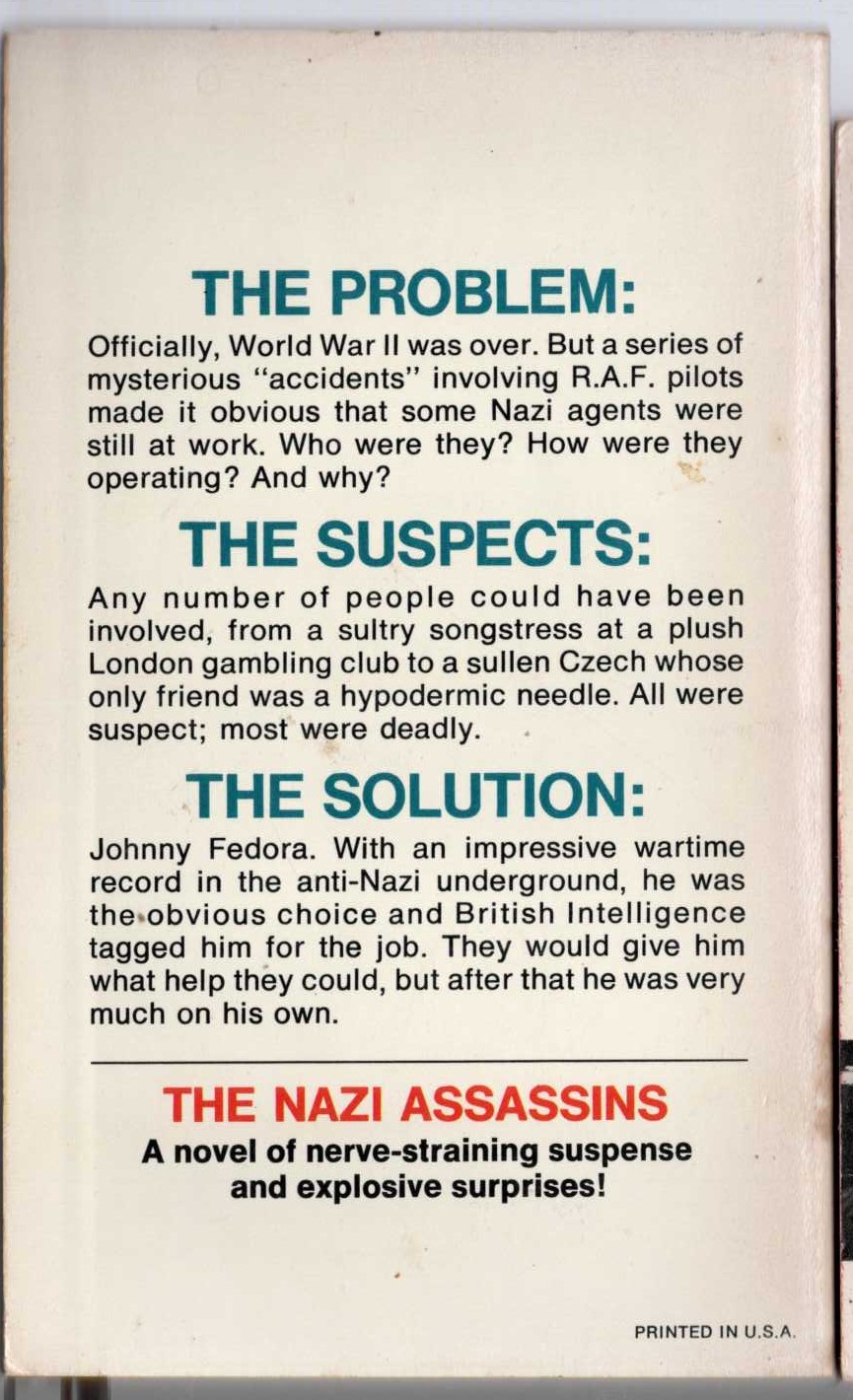 Desmond Cory  THE NAZI ASSASSINS magnified rear book cover image