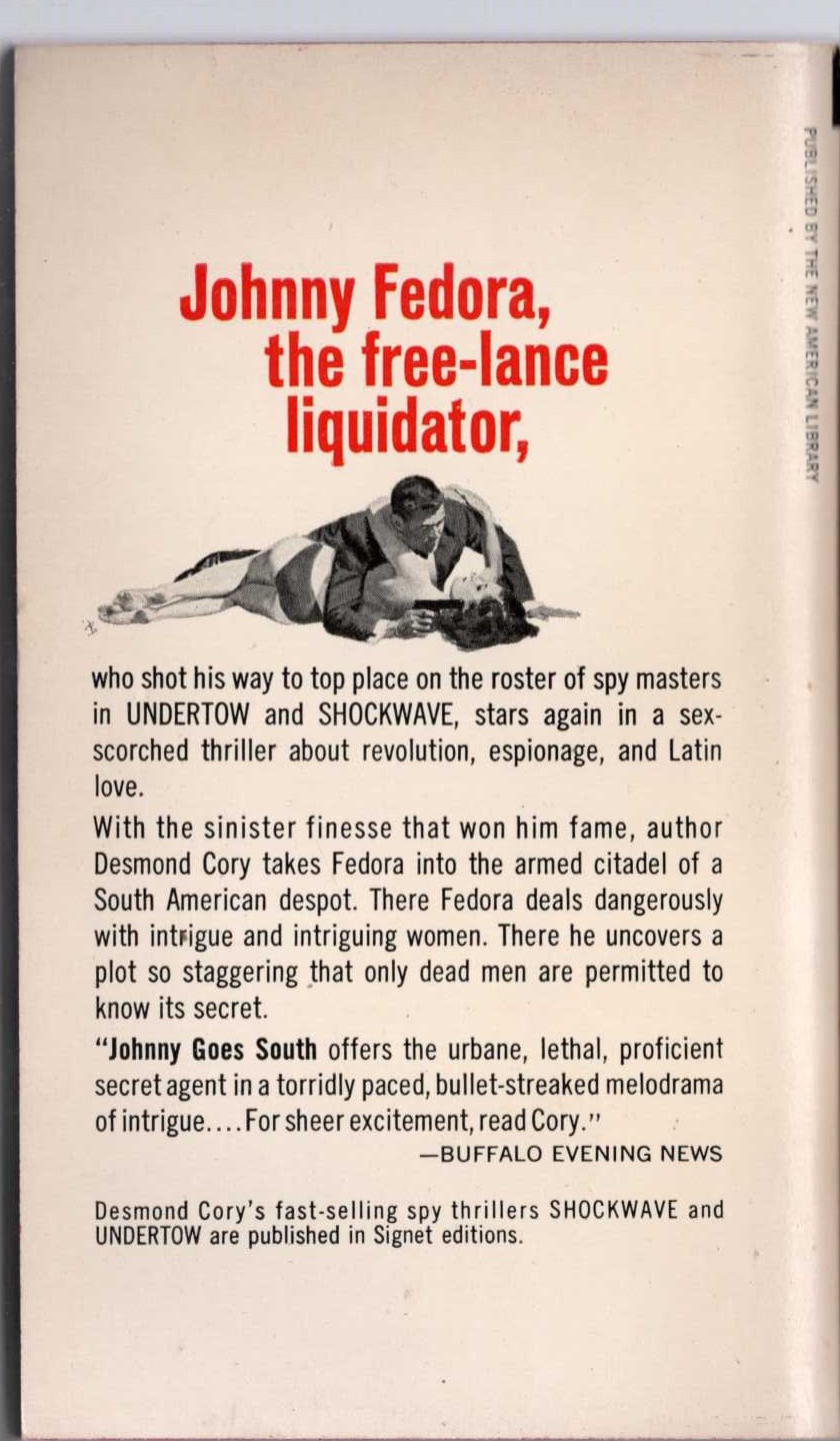 Desmond Cory  JOHNNY GOES SOUTH magnified rear book cover image