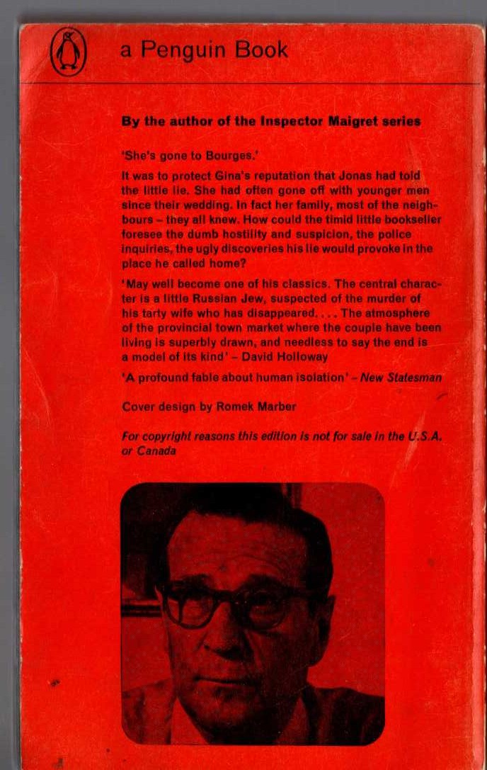 Georges Simenon  THE LITTLE MAN FROM ARCHANGEL magnified rear book cover image