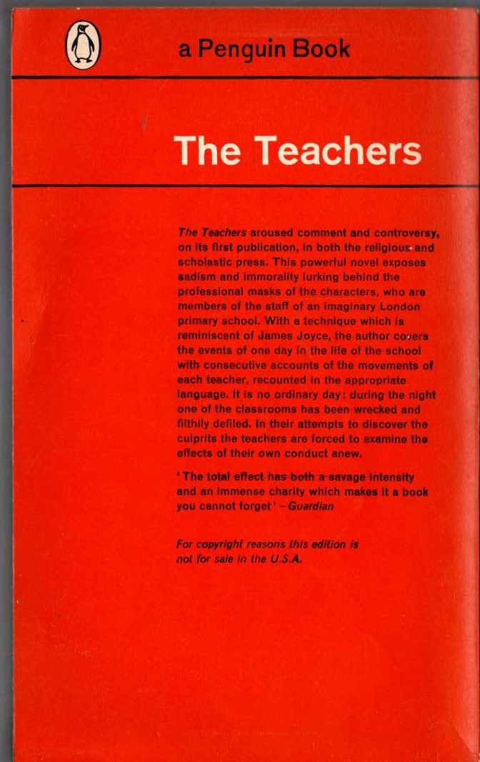 G.W. Target  THE TEACHERS magnified rear book cover image