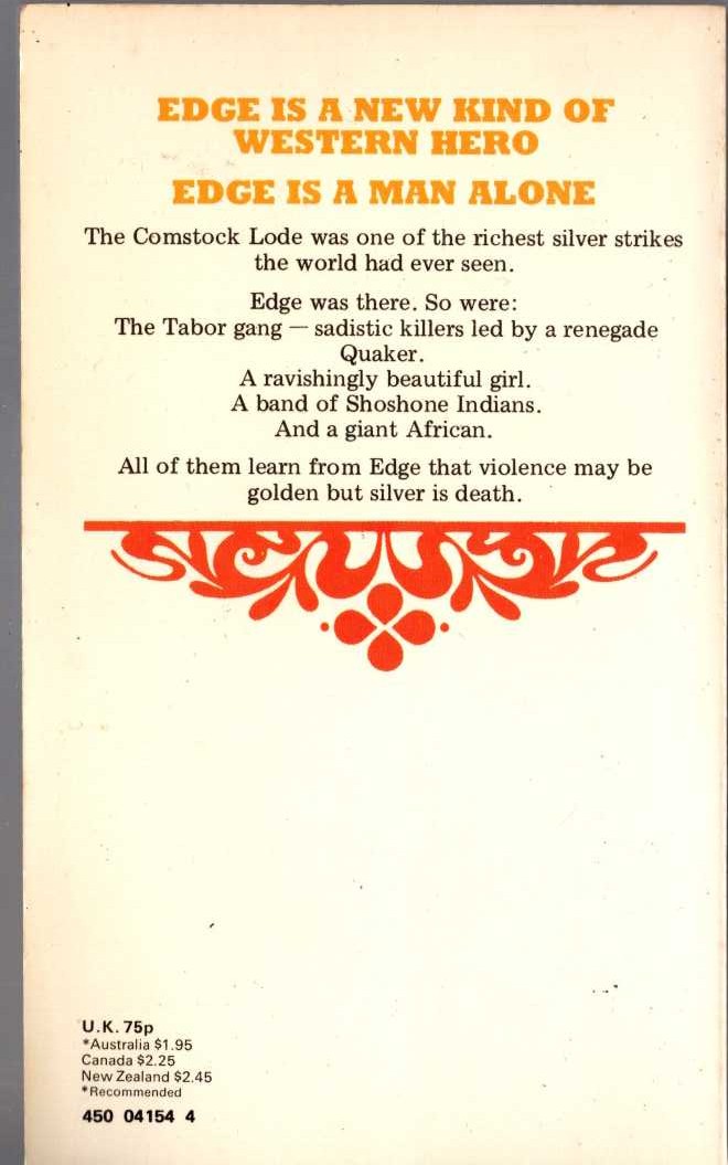George G. Gilman  EDGE 5: BLOOD ON SILVER magnified rear book cover image