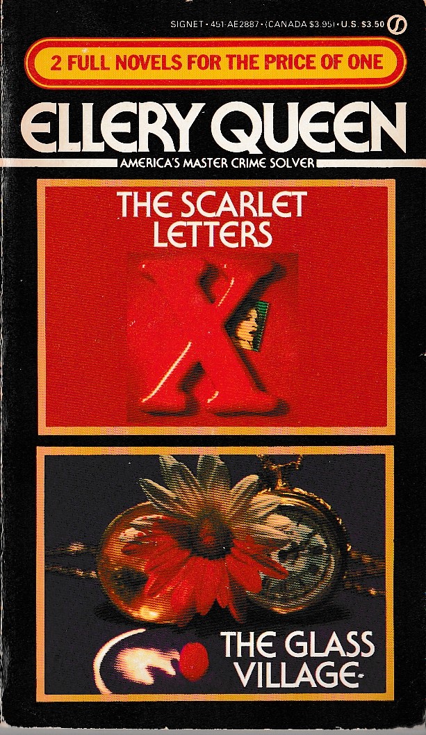 Ellery Queen  THE SCARLET LETTERS and THE GLASS VILLAGE front book cover image