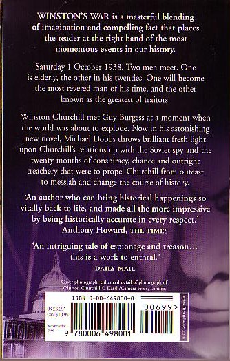 Michael Dobbs  WINSTON'S WAR magnified rear book cover image