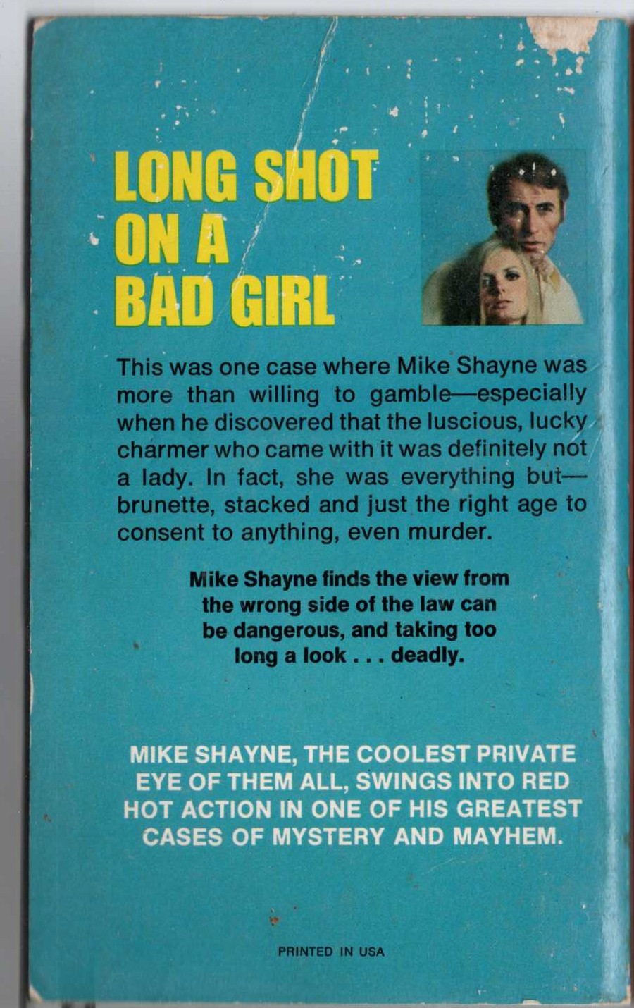 Brett Halliday  MURDER SPINS THE WHEEL magnified rear book cover image