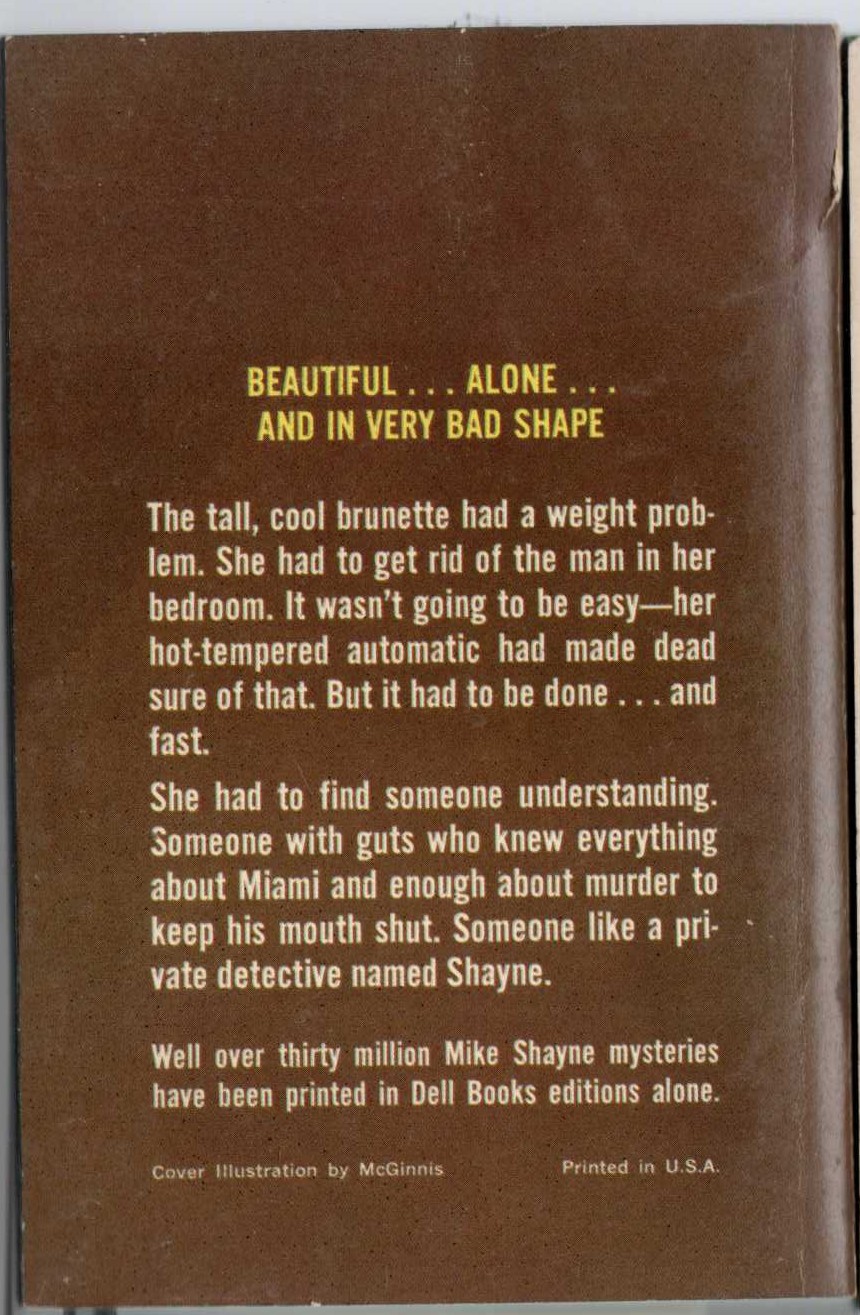 Brett Halliday  THE BODY CAME BACK magnified rear book cover image