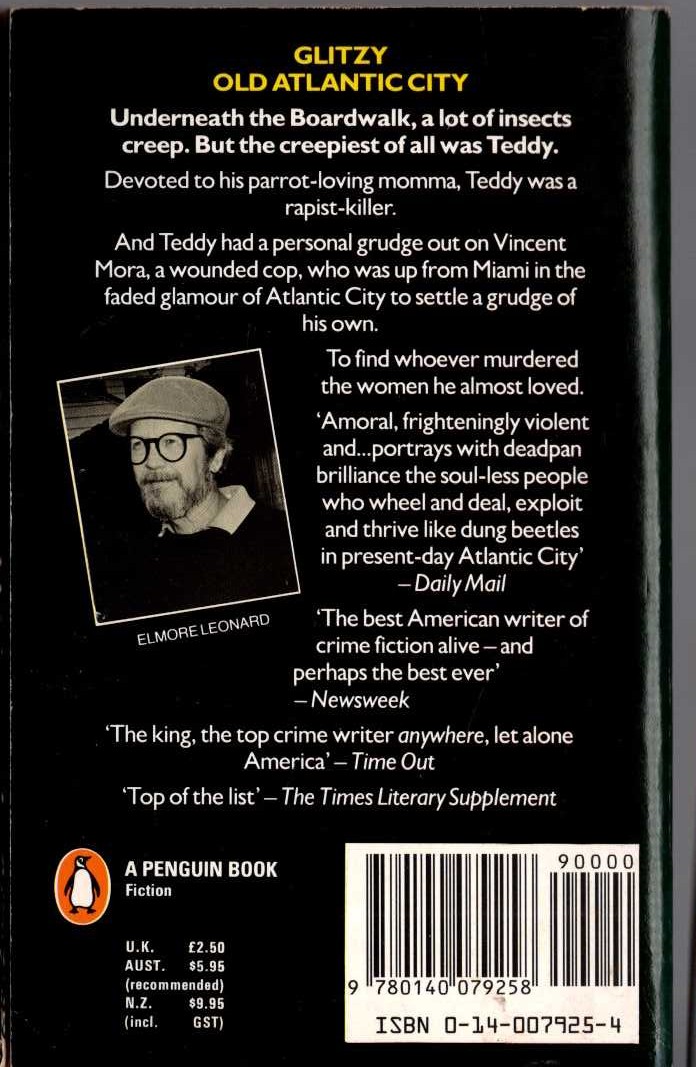 Elmore Leonard  GLITZ magnified rear book cover image