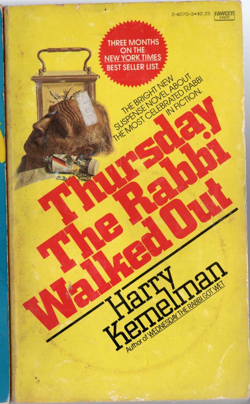 Harry Kemelman  THURSDAY THE RABBI WALKED OUT front book cover image