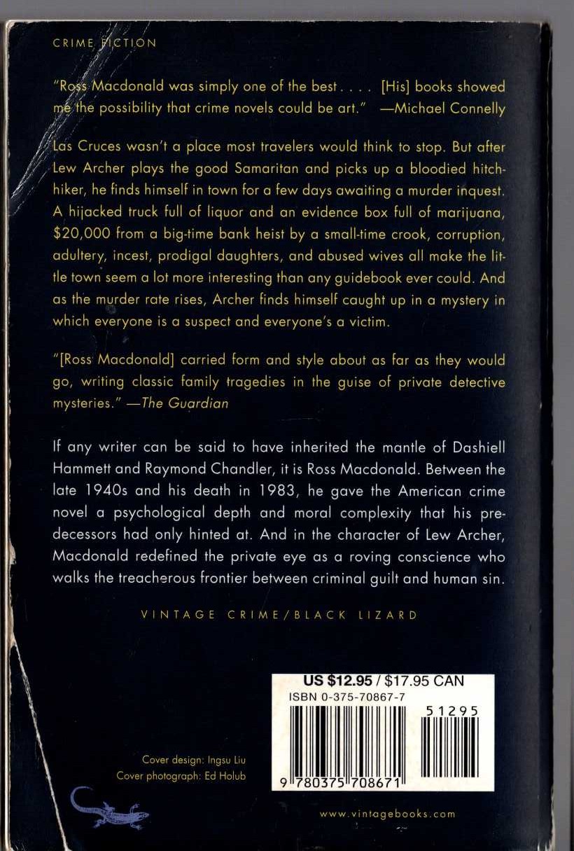 Ross Macdonald  FIND A VICTIM magnified rear book cover image