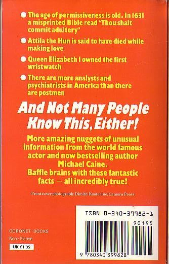 Michael Caine  AND NOT MANY PEOPLE KNOW THIS EITHER (Almanac of Amazing Information) magnified rear book cover image