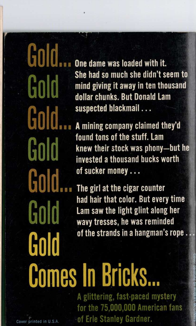 A.A. Fair  GOLD COMES IN BRICKS magnified rear book cover image