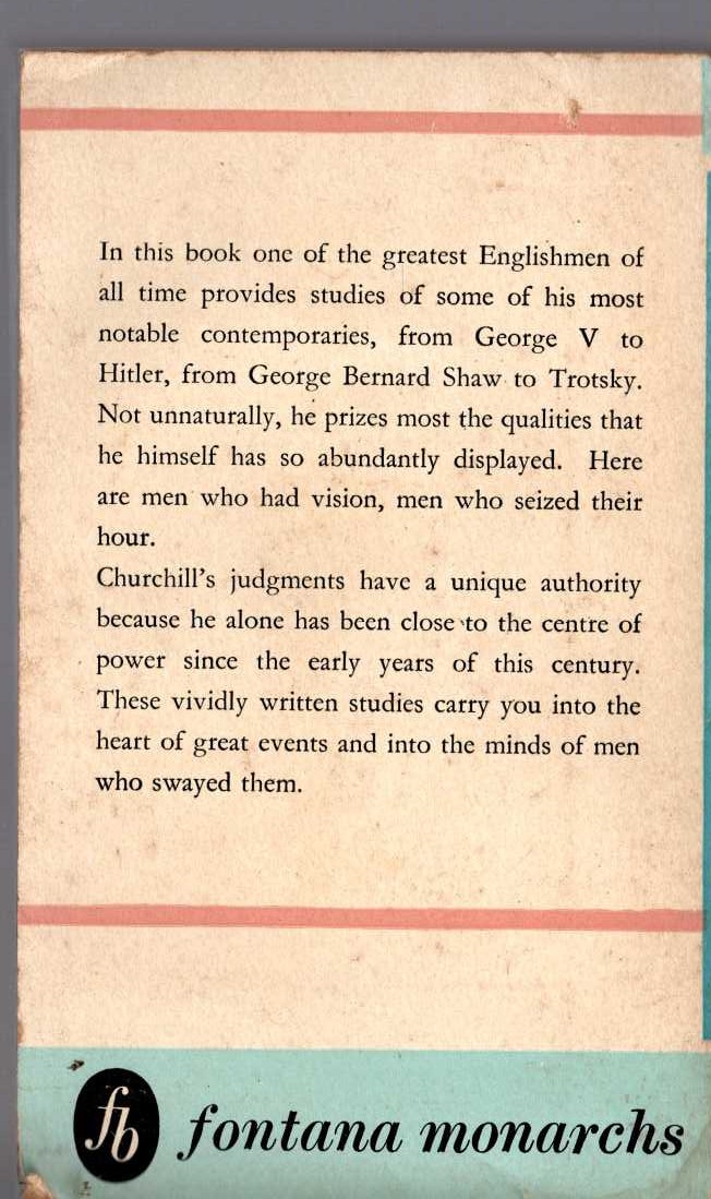 Winston S. Churchill  GREAT CONTEMPORARIES magnified rear book cover image