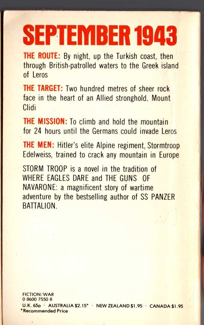 Leo Kessler  STORM TROOP magnified rear book cover image