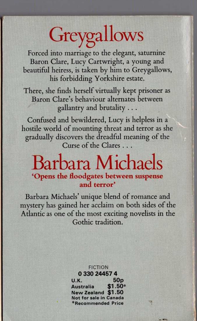 Barbara Michaels  GREYGALLOWS magnified rear book cover image