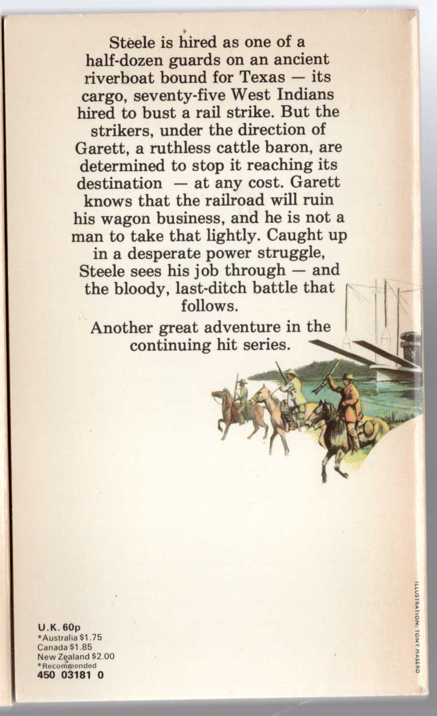 George G. Gilman  ADAM STEELE 15: RIVER OF DEATH magnified rear book cover image