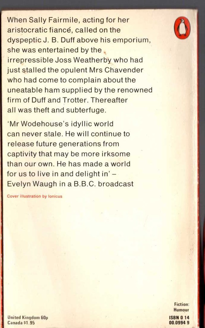P.G. Wodehouse  QUICK SERVICE magnified rear book cover image