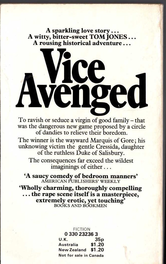 Lolah Burford  VICE AVENGED magnified rear book cover image