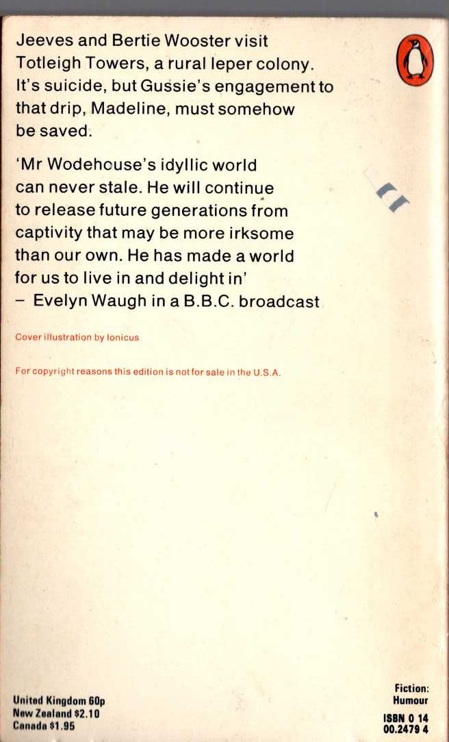 P.G. Wodehouse  STIFF UPPER LIP, JEEVES magnified rear book cover image