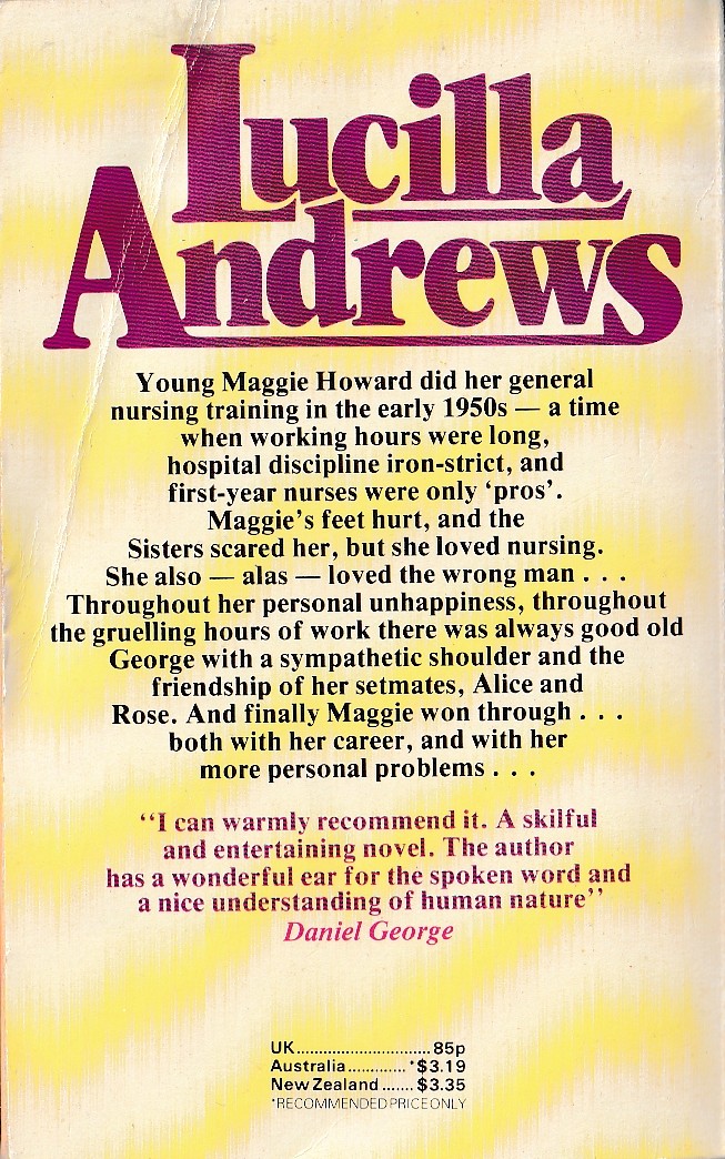 Lucilla Andrews  THE SECRET ARMOUR magnified rear book cover image