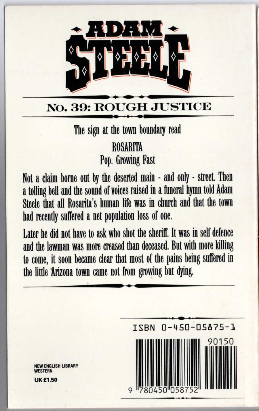 George G. Gilman  ADAM STEELE 39: ROUGH JUSTICE magnified rear book cover image
