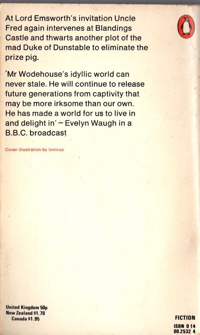 P.G. Wodehouse  SERVICE WITH A SMILE magnified rear book cover image