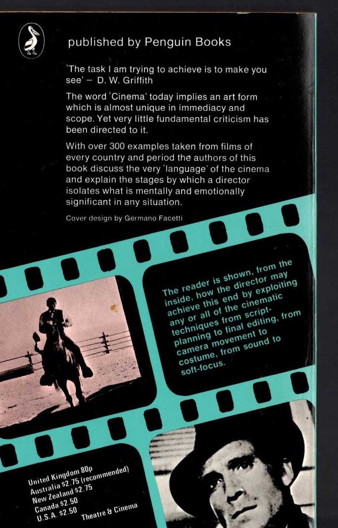 THE CINEMA AS ART magnified rear book cover image