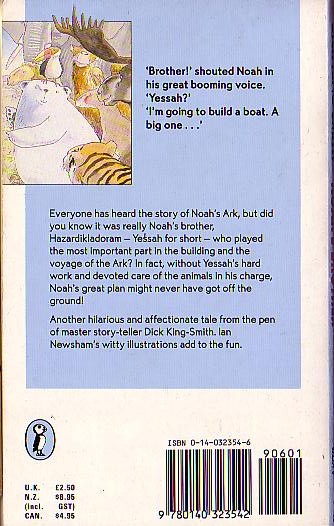Dick King-Smith  NOAH'S BROTHER magnified rear book cover image