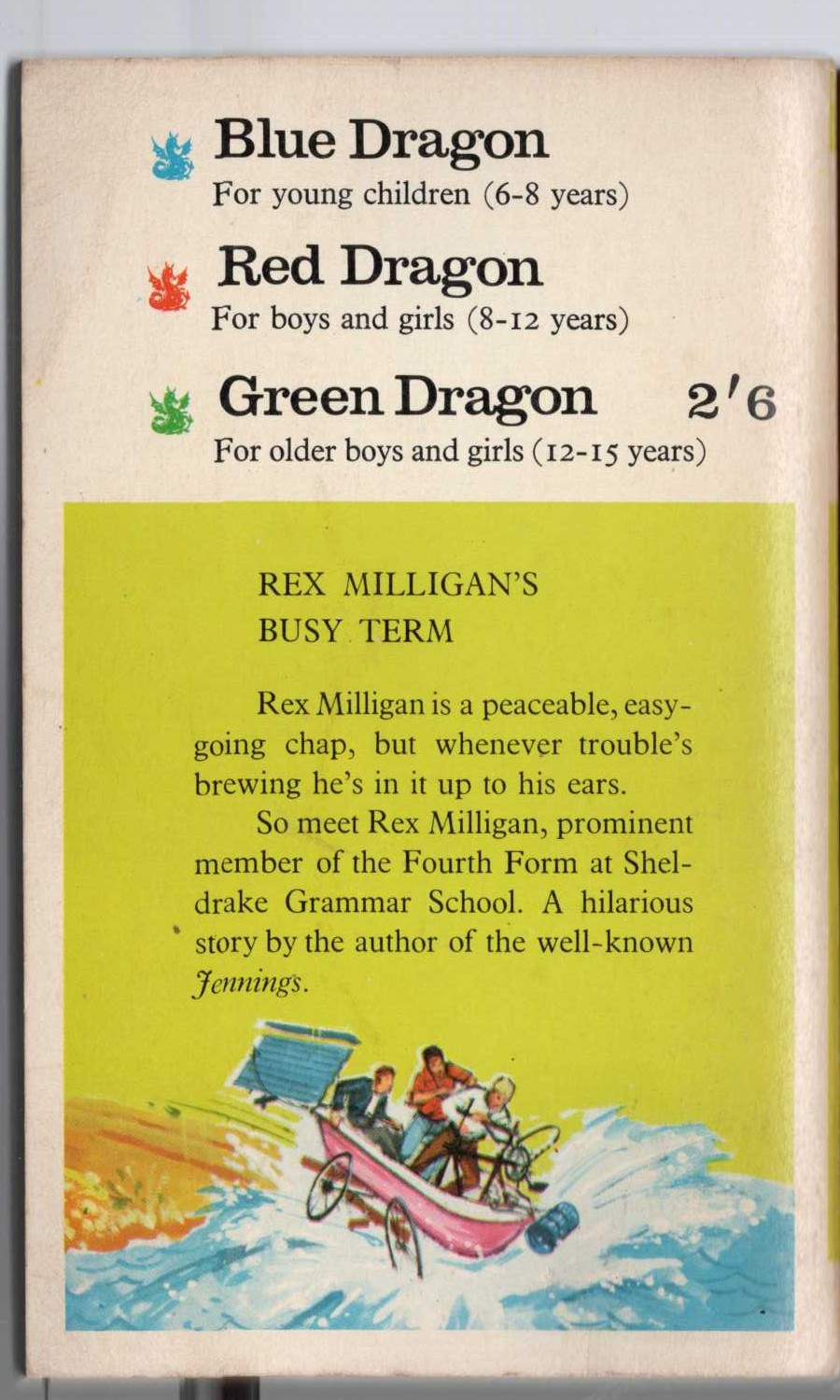 Anthony Buckeridge  REX MILLIGAN'S BUSY TERM magnified rear book cover image