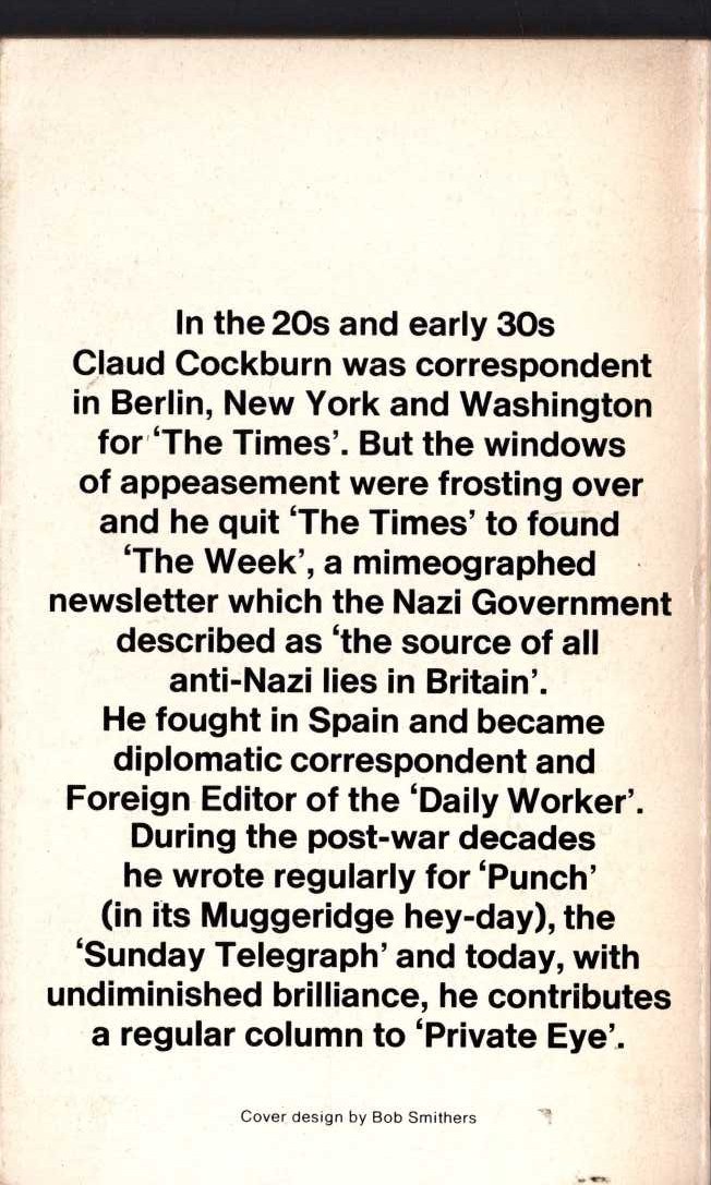 Claud Cockburn  I, CLAUD... (Autobiography) magnified rear book cover image
