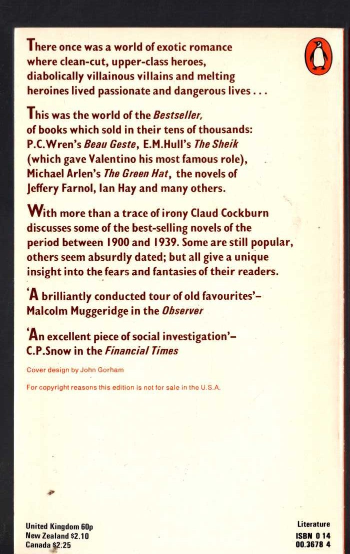 Claud Cockburn  BESTSELLER magnified rear book cover image