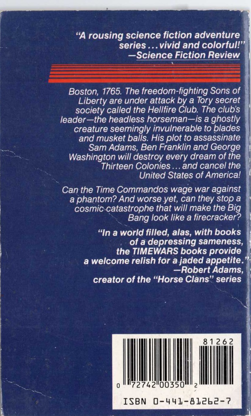 Simon Hawke  THE HELLFIRE REBELLION magnified rear book cover image