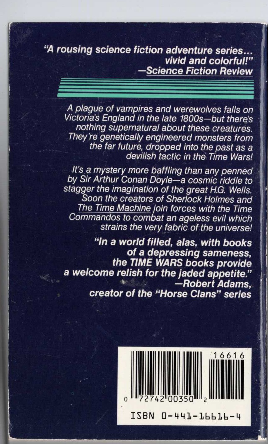 Simon Hawke  THE DRACULA CAPER magnified rear book cover image