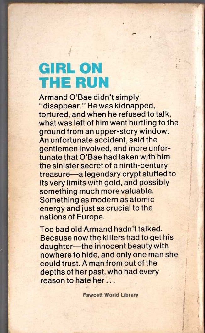 Edward S. Aarons  GIRL ON THE RUN magnified rear book cover image