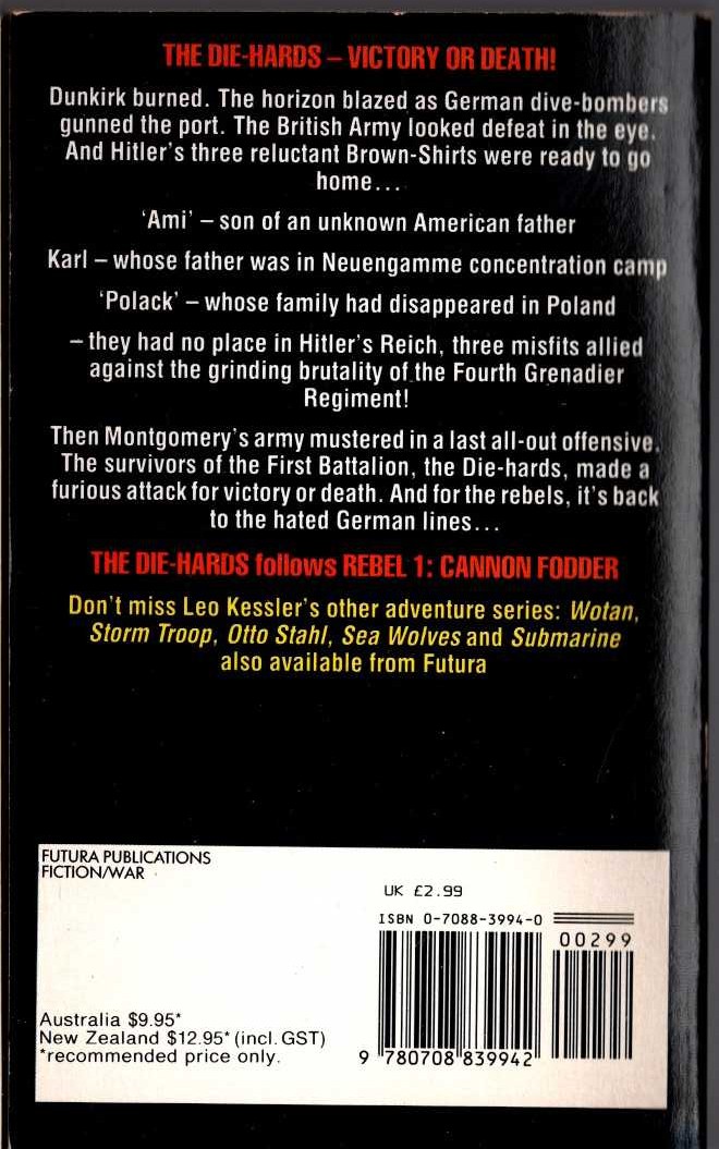 Leo Kessler  REBEL 2: THE DIE-HARDS magnified rear book cover image
