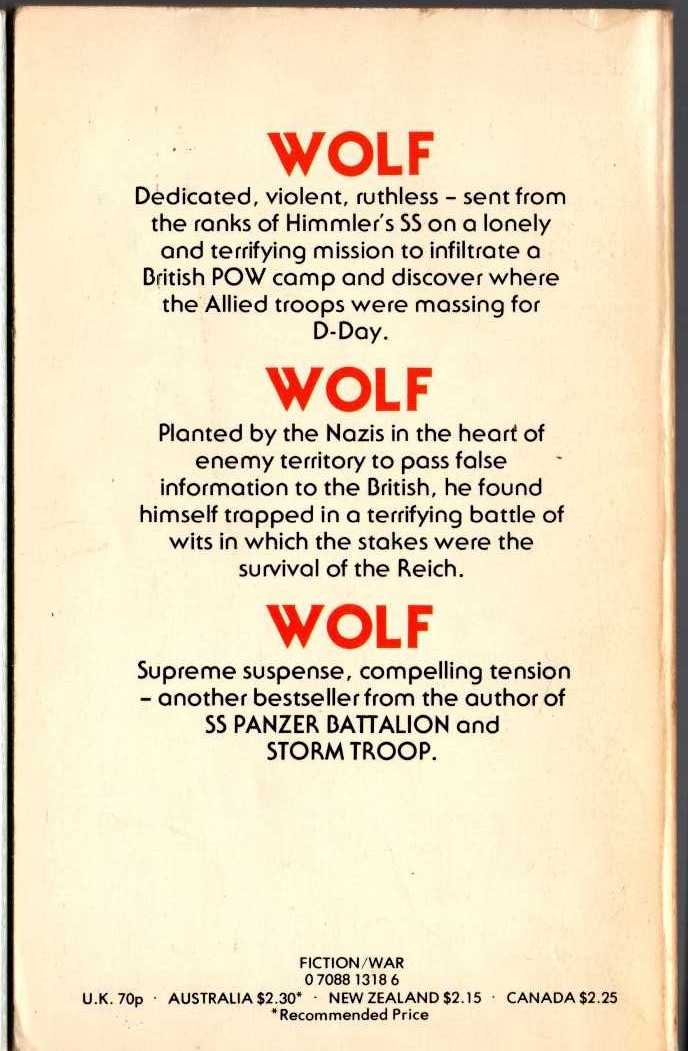 Leo Kessler  WOLF magnified rear book cover image