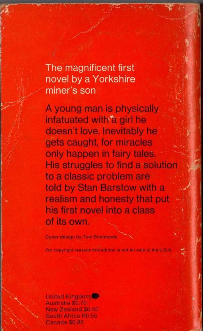 Stan Barstow  A KIND OF LOVING magnified rear book cover image