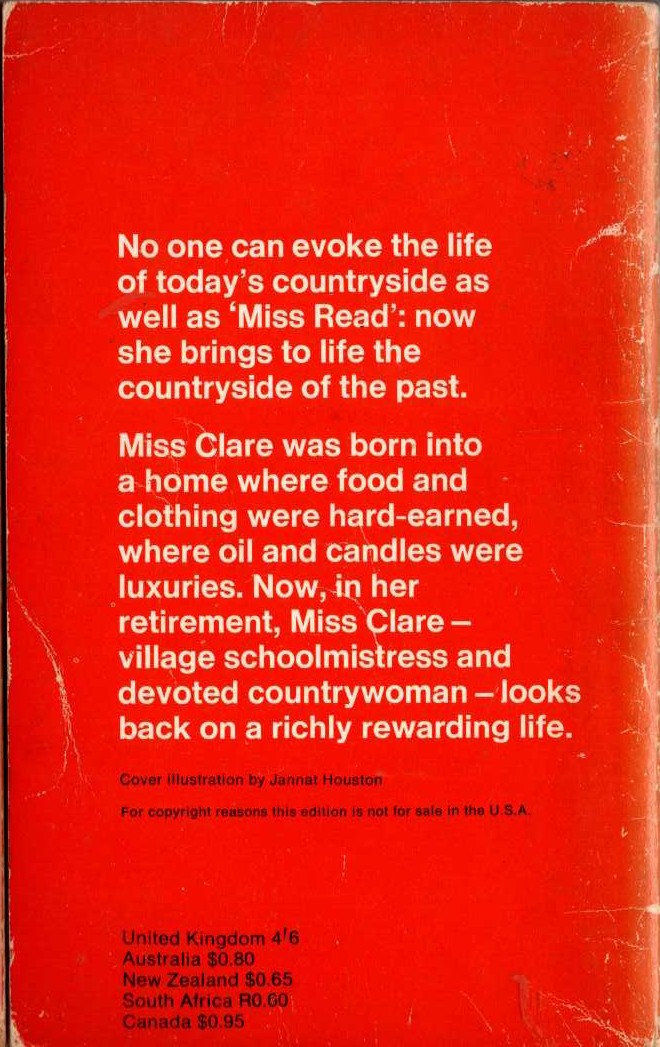 Miss Read  MISS CLARE REMEMBERS magnified rear book cover image