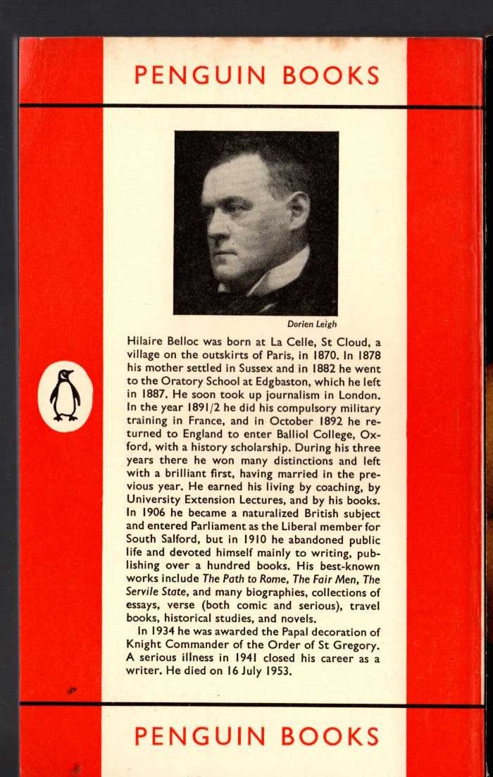 Hilaire Belloc  SELECTED ESSAYS magnified rear book cover image