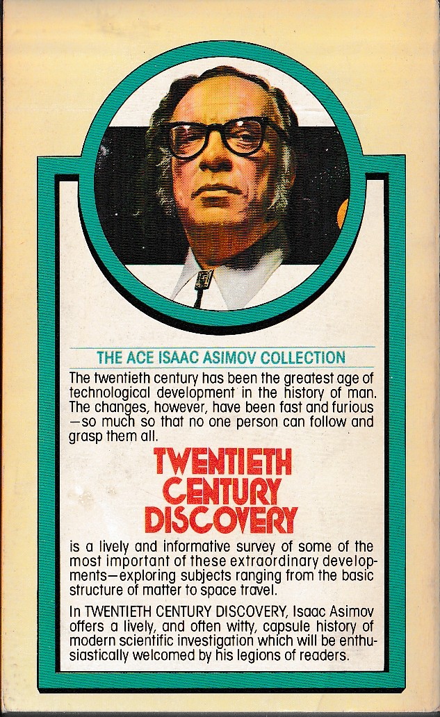 Isaac Asimov (Non-Fiction) TWENTIETH CENTURY DISCOVERY magnified rear book cover image