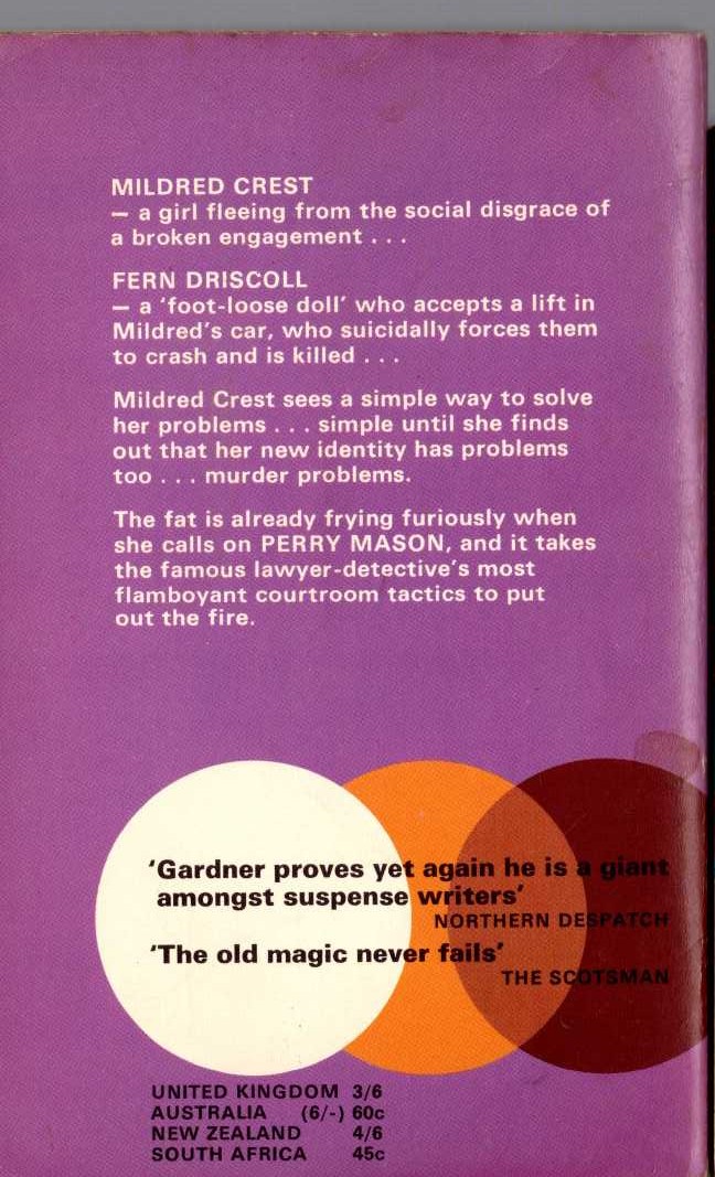 Erle Stanley Gardner  THE CASE OF THE FOOT-LOOSE DOLL magnified rear book cover image