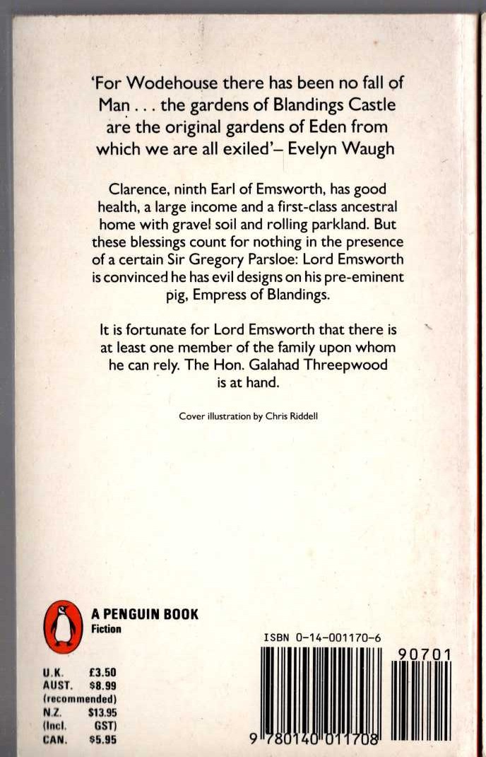 P.G. Wodehouse  PIGS HAVE WINGS magnified rear book cover image