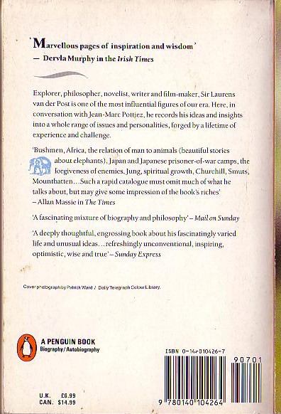 Laurens Van der Post  A WALK WITH A WHITE BUSHMAN (Autobiography) magnified rear book cover image