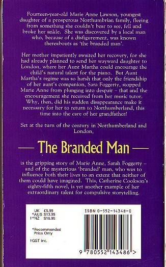 Catherine Cookson  THE BRANDED MAN magnified rear book cover image