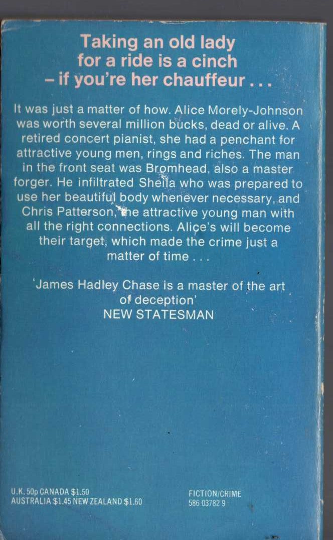 James Hadley Chase  JUST A MATTER OF TIME magnified rear book cover image