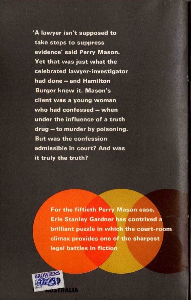 Erle Stanley Gardner  THE CASE OF THE DEMURE DEFENDANT magnified rear book cover image