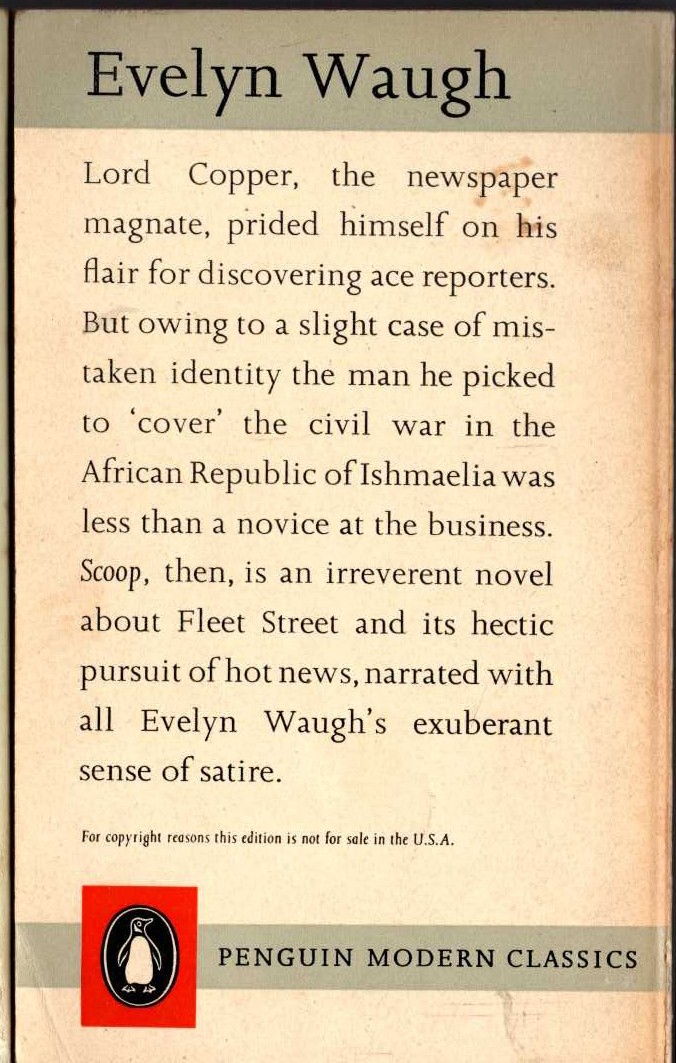 Evelyn Waugh  SCOOP magnified rear book cover image