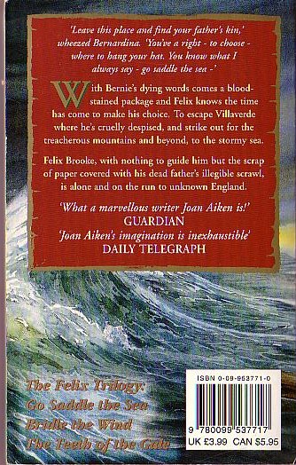 Joan Aiken GO SADDLE THE SEA<BR>
 . .Red Fox 1997 (364pp) rear cover image
