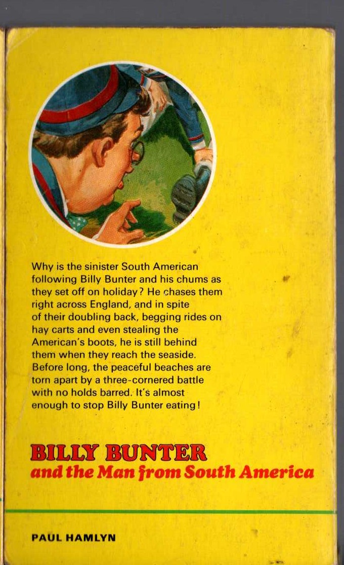 Frank Richards  BILLY BUNTER AND THE MAN FROM SOUTH AMERICA magnified rear book cover image