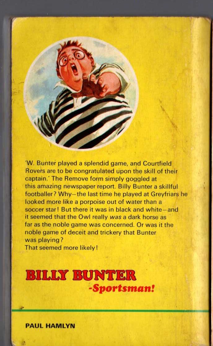 Frank Richards  BILLY BUNTER - SPORTSMAN! magnified rear book cover image
